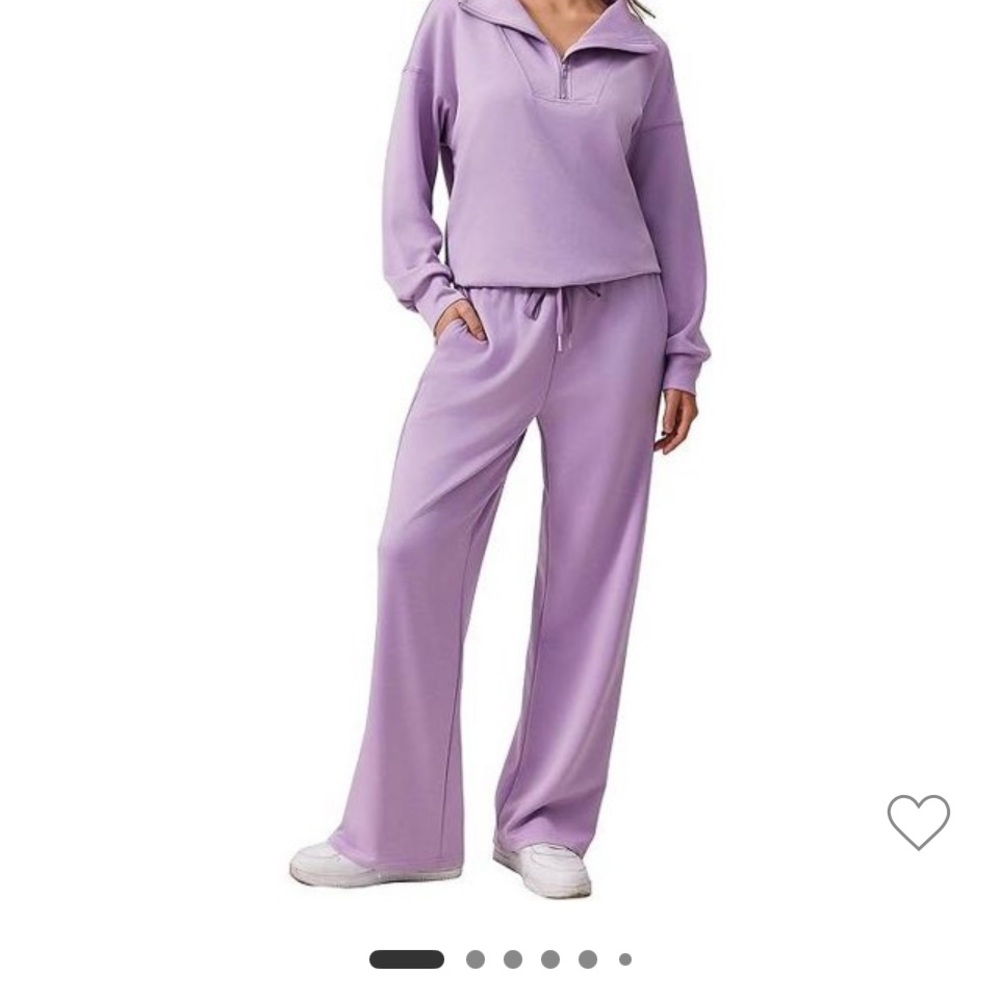 NWT PINSPARK Lavender Quarter-Zip Matching Travel  Set